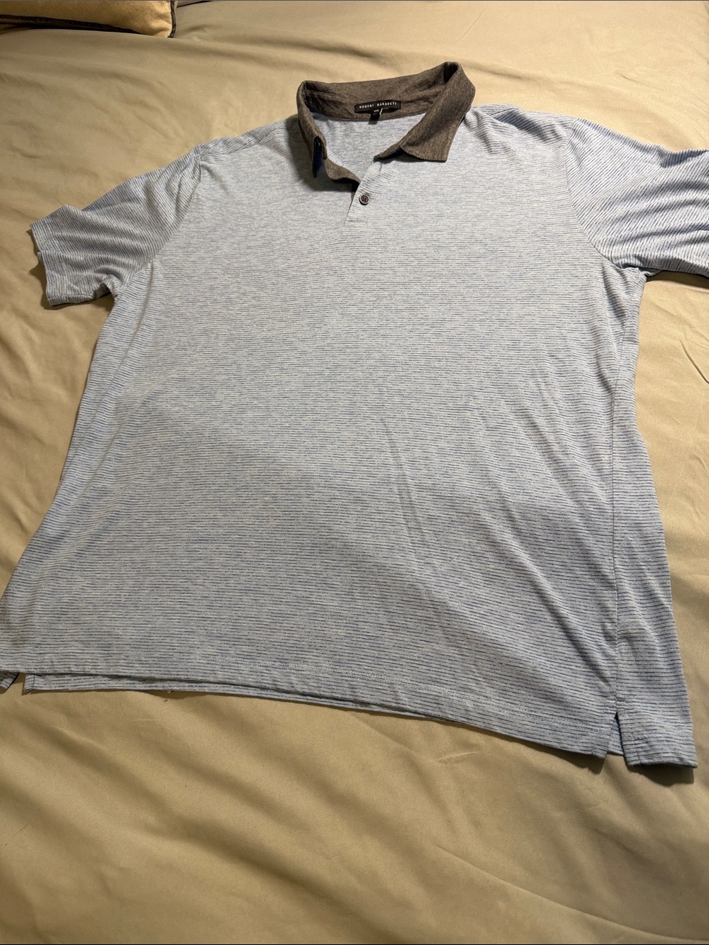 Robert Barakett Light Blue Heather Polo with Dark gray Contrast Collar